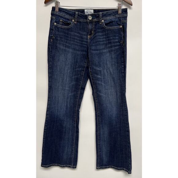 Y2K Hailey Curvy Flare Low Rise Jeans Sz 3/4 Skater Preppy 31x31 90s Flip Pocket - Picture 1 of 11